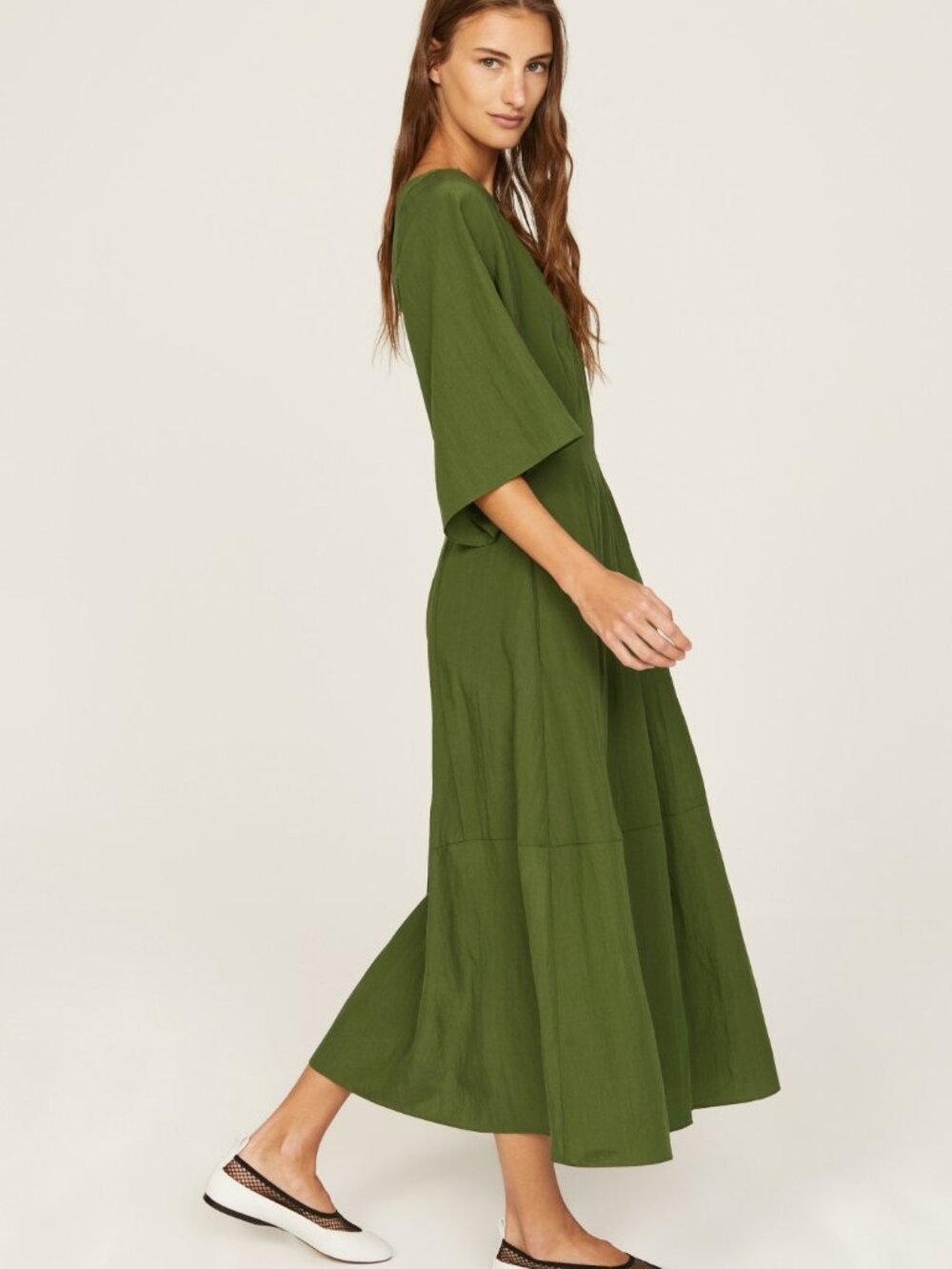 NWT Vince Flutter Sleeve Dress Herb Green sz S $425 - Picture 7 of 10